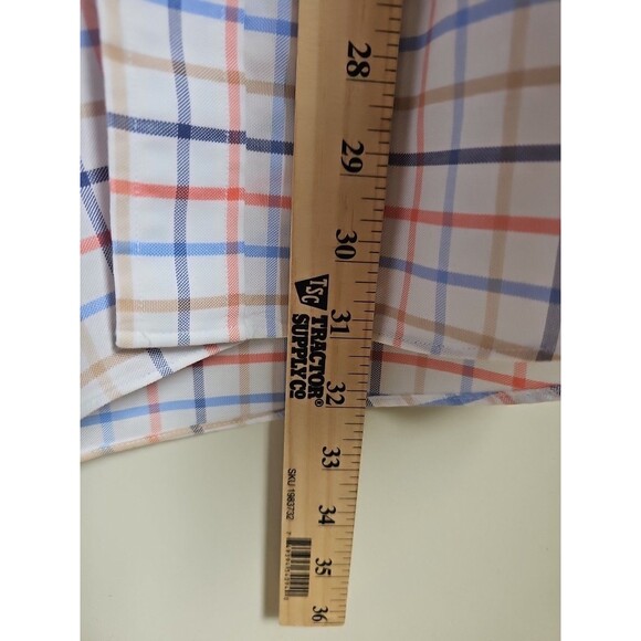 Brooks Brothers Madison Shirt Mens Large Dress Shirt Blue White Orange Checked - Picture 5 of 6